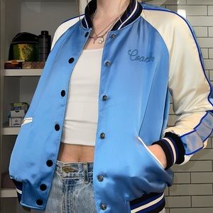 COACH. Baby Blue, Reversible Bomber Jacket